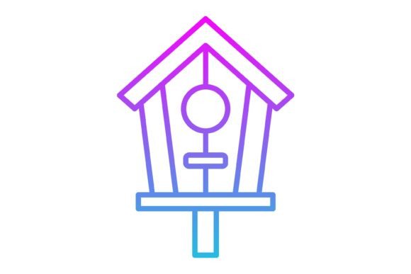 Bird House Line Gradient Icon: Versatile Design Asset