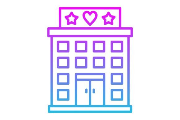 Hotel Line Gradient Icon: A Professional Asset for Modern Design Projects