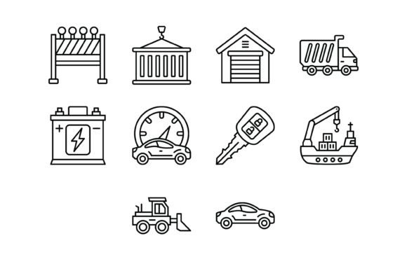 Streamline Your Visual Communication with the 10 Transport Outline Icons Bundle