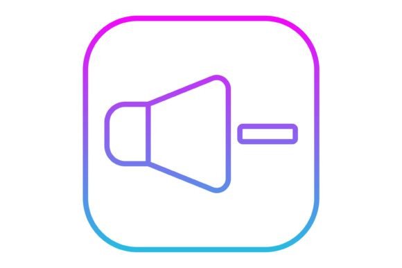 Volume Down Line Gradient Icon: A Versatile Visual for Modern Digital Communication